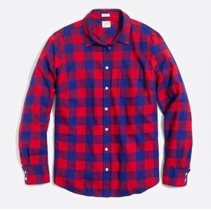 J. Crew Red Blue Buffalo Plaid Flannel Button Down Shirt Size XXS